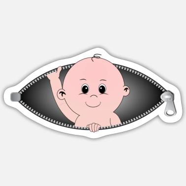Bimbo che esce da una tasca con cerniera' Adesivo | Spreadshirt